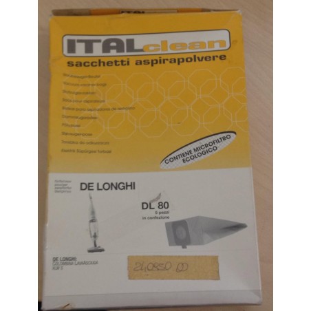 SACCHETTI ASPIRAPOLVERE ITALCLEAN DELONGHI (COD DL 80) - 5 PEZZI  NUOVO